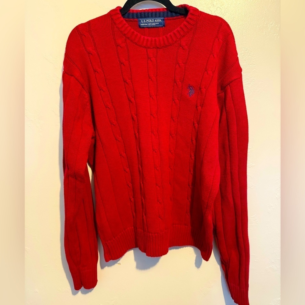 Vtg Polo Assn Ralph Lauren Men's Cable Knit Long Sleeve Sweater 100% Cotton XXL